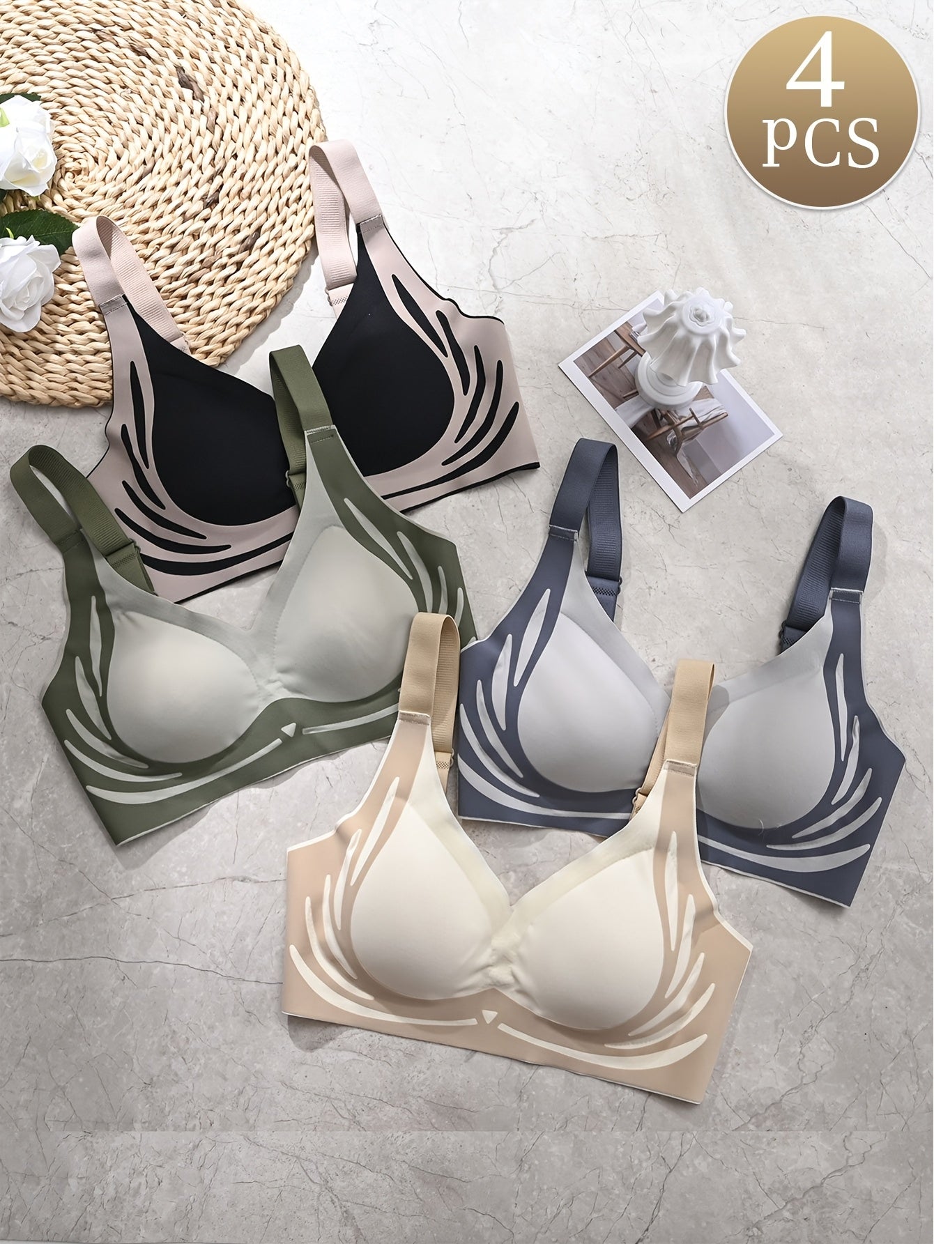 😍【Paquete de 2】Sujetador de una pieza sin aros para mujer❤️【40-85 kg】