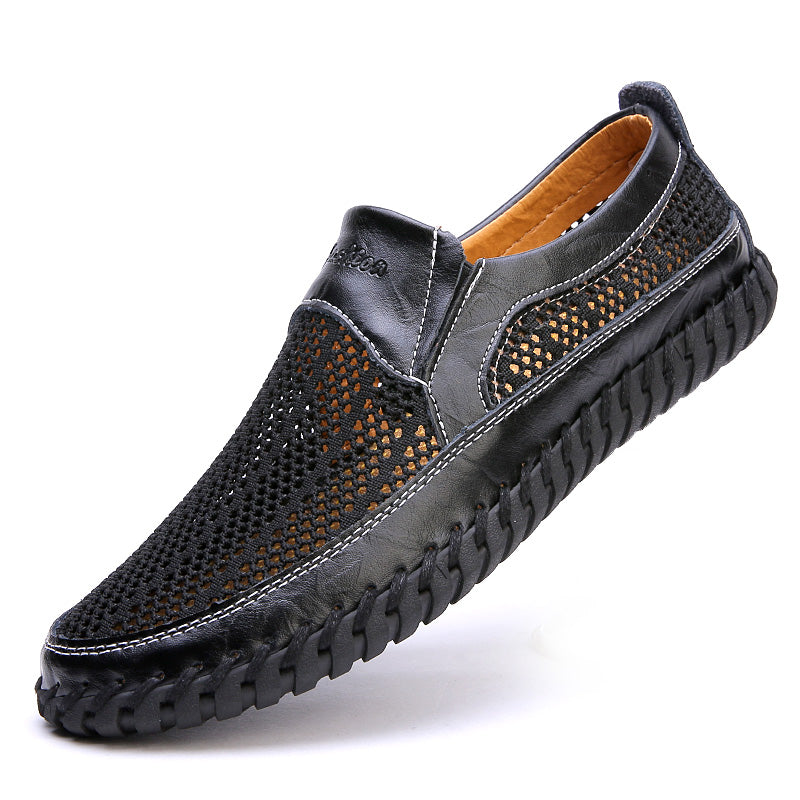 【38–48】👞Nowe męskie skórzane buty z siateczką – duże rozmiary – prawdziwa skóra bydlęca, odporne na pot i nieprzyjemny zapach, oddychające i wygodne 👞