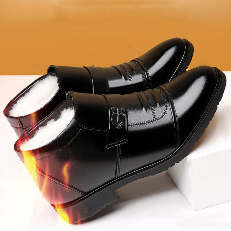 【38-44】2024 Zapatos de cuero de terciopelo de algodón de moda de invierno para hombres