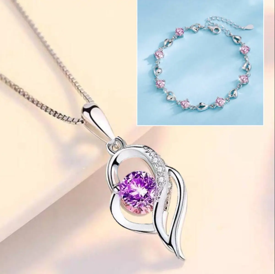 ✨【Αγοράστε 1 και πάρτε 1 δωρεάν】💎 Σετ βραχιόλι και κολιέ από ασήμι 925, μοντέρνο και ευκολοφόρετο