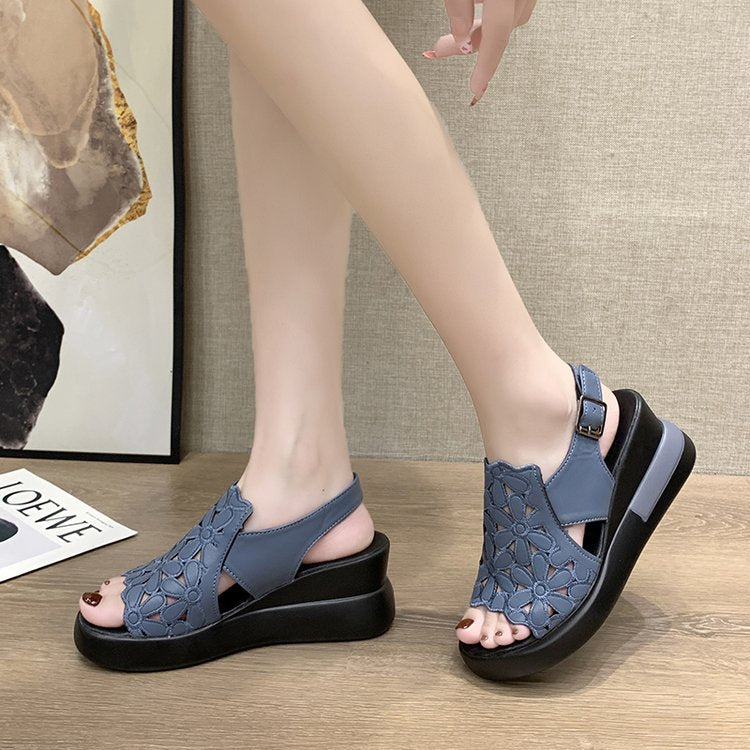 【35-40】Sandalias de suela blanda, botas retro de suela blanda