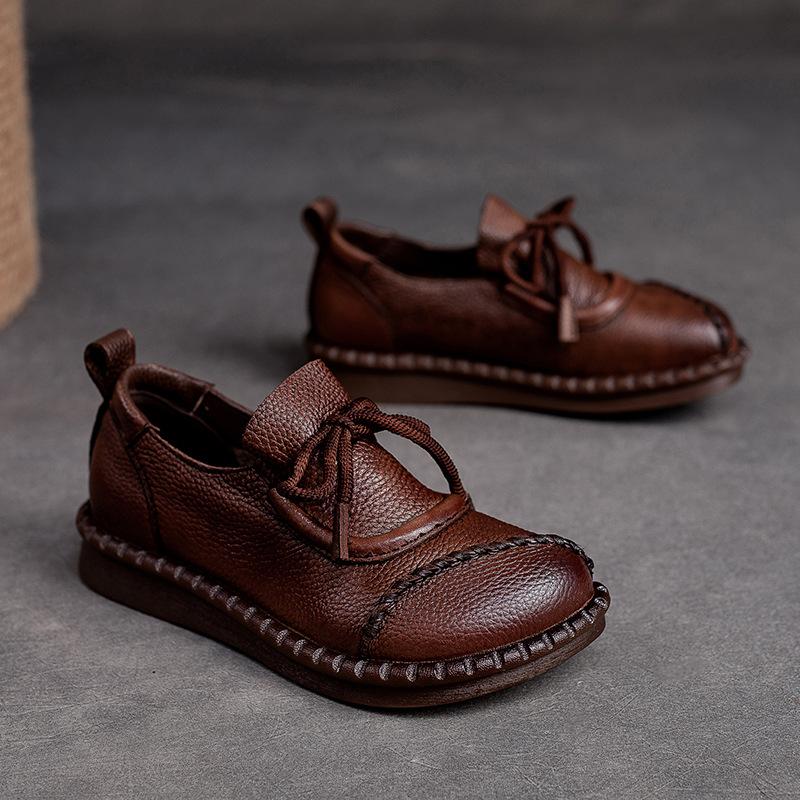 【35-40】2025 otoño nuevos zapatos de mujer de cuero hechos a mano de alta calidad