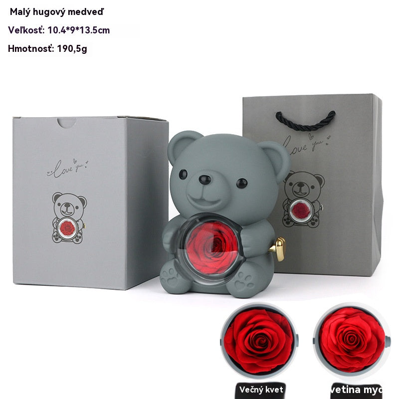 😍Αξιολάτρευτο αρκουδάκι με ένα διατηρημένο τριαντάφυλλο - Αρκουδάκι διακοσμημένο με ένα αληθινό τριαντάφυλλο, σε ένα όμορφο κουτί δώρου - Ρομαντικό δώρο για την Ημέρα της Μητέρας, γάμους