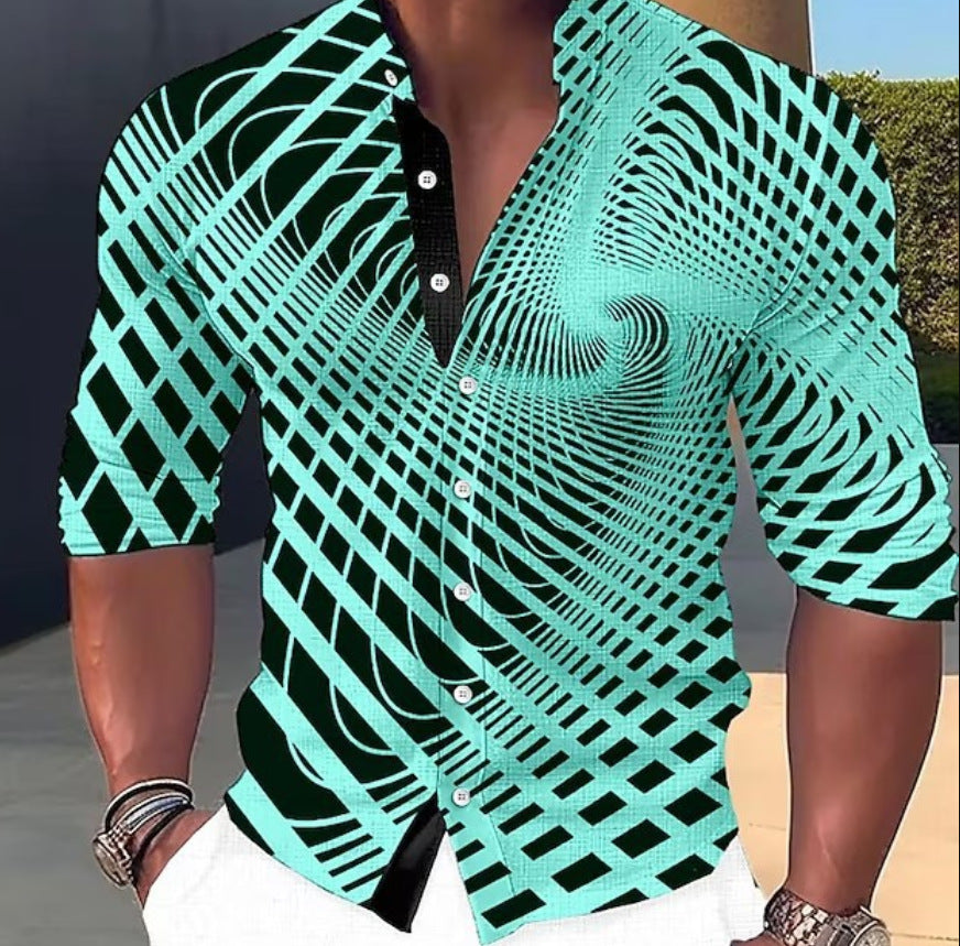 🔥👔【S-6XL】Camisa estampada de algodón para hombre