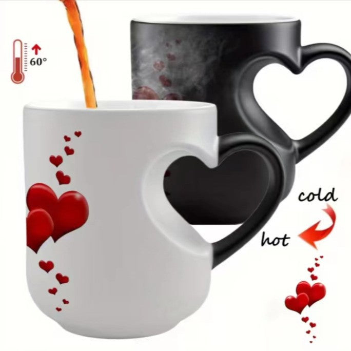 ⏳ 50% έκπτωση!!! 💕 Κεραμική κούπα για την ημέρα του Αγίου Βαλεντίνου με λαβή σε σχήμα καρδιάς που αλλάζει χρώμα💝✨