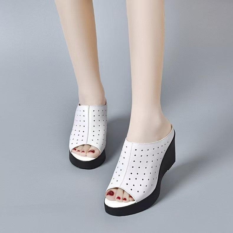 【35-40】Sandale cu gură de pește și talpă groasă din plasă, stil nou de vară 2025 (înălțimea tocului 8 cm)