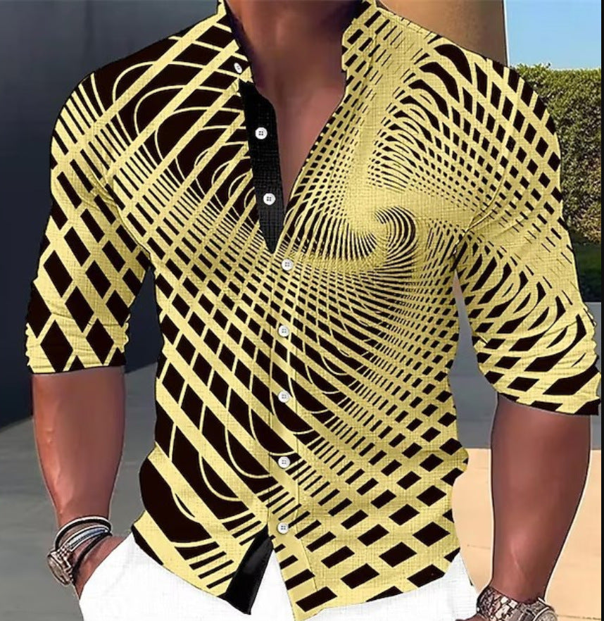 🔥👔【S-6XL】Camisa estampada de algodón para hombre