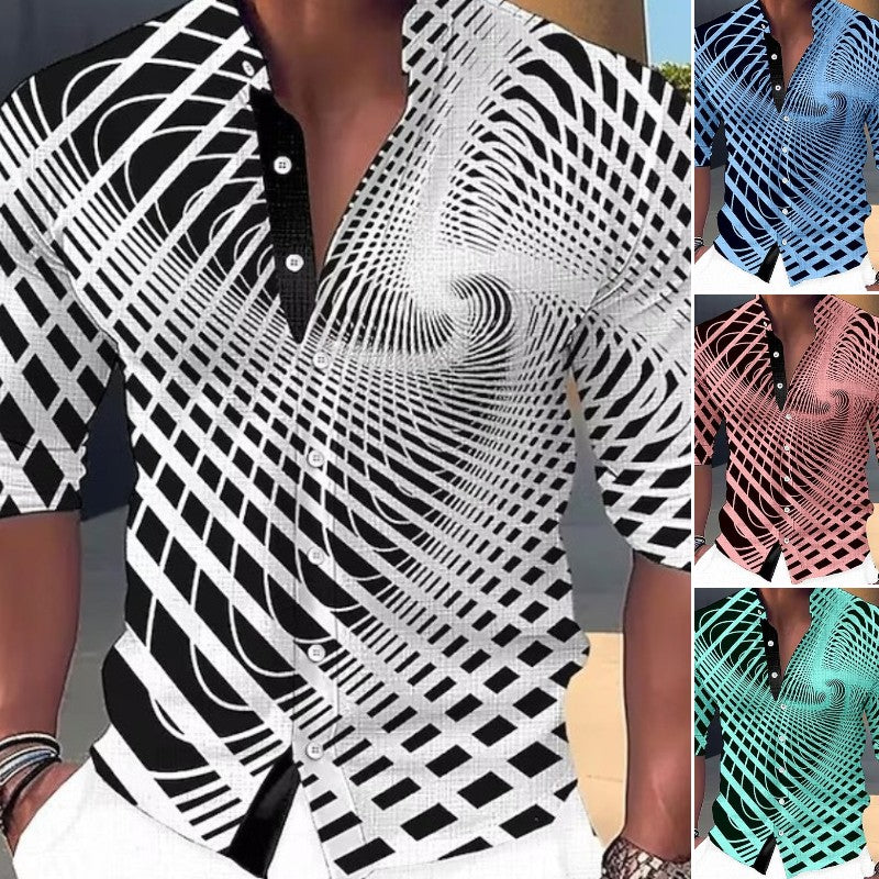 🔥👔【S-6XL】Camisa estampada de algodón para hombre