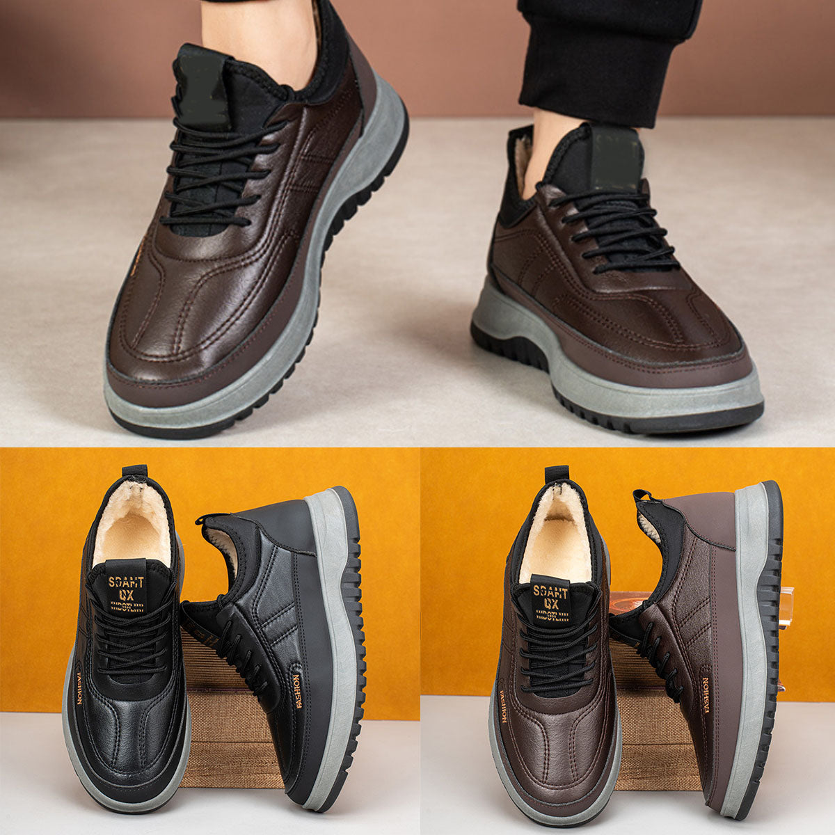 ⛄🔥【39-45】Нови мъжки зимни ежедневни спортни обувки 2025, мека подметка плюс кадифени мъжки ботуши