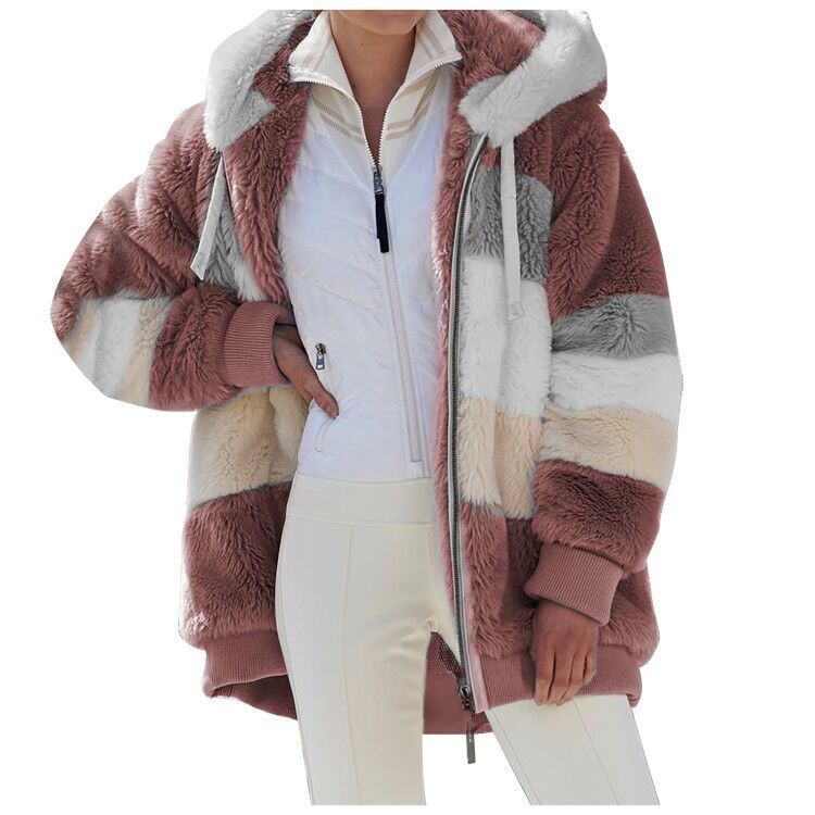 ☃️Oferta limitada❄️【S-5XL】Nueva chaqueta de invierno para mujer 2025, gruesa con franjas de felpa