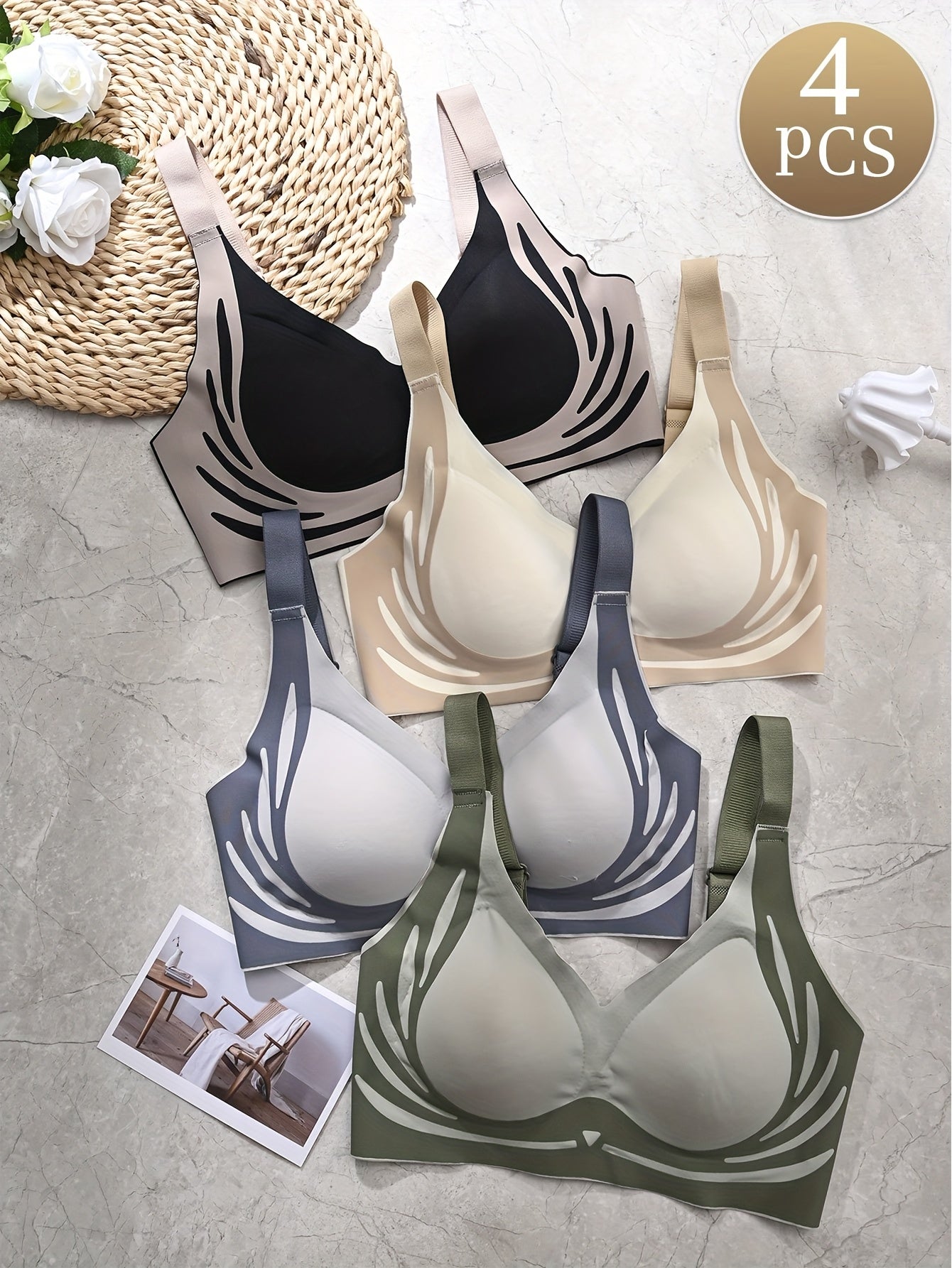 😍【Paquete de 2】Sujetador de una pieza sin aros para mujer❤️【40-85 kg】