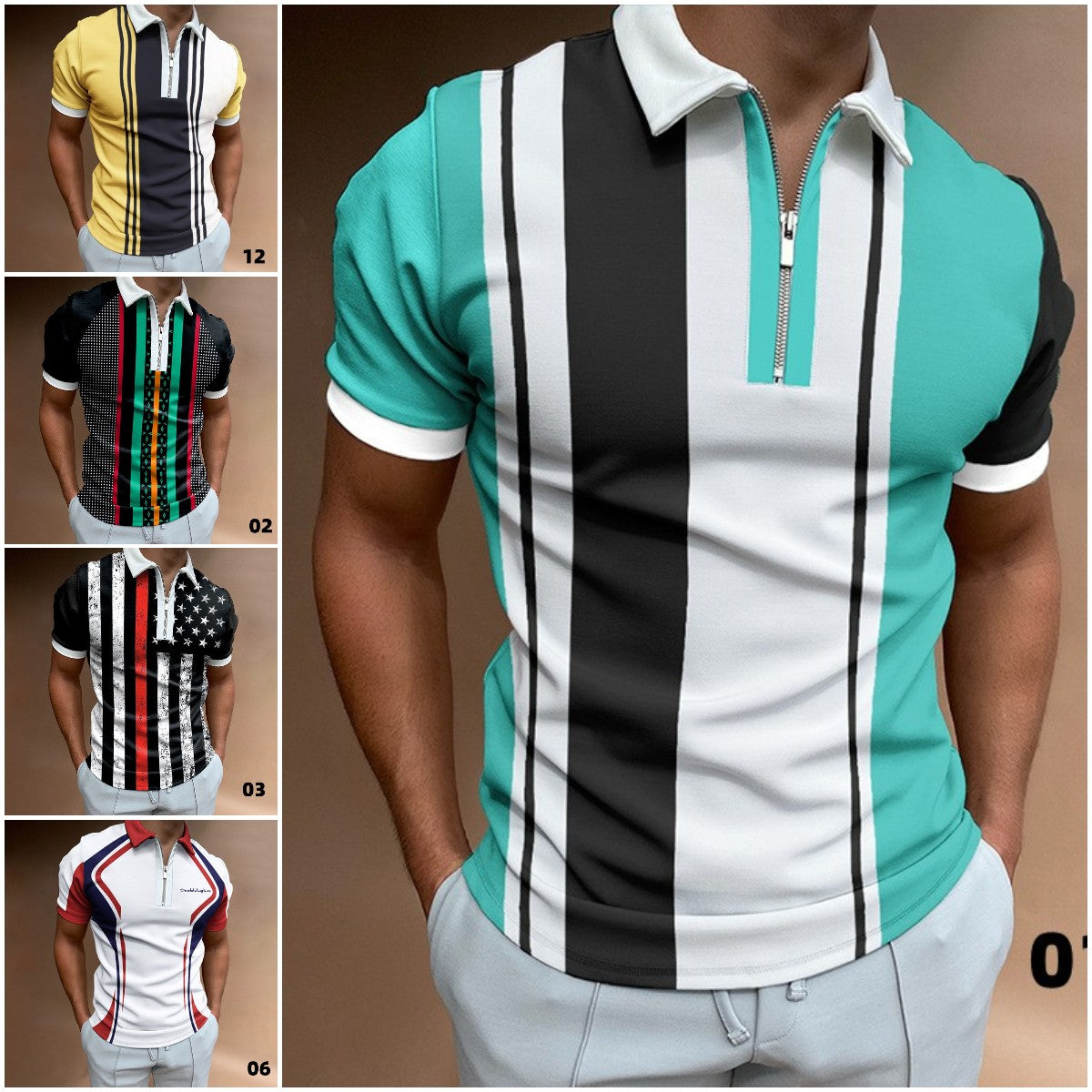👕【S-5XL】Polo deportivo con cremallera para hombre