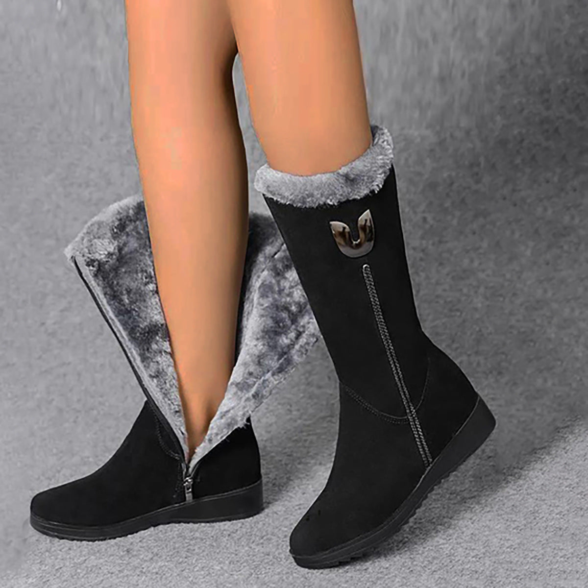 🔥🔥【50% OFF!!!】【35-41】Botas de nieve de terciopelo grueso versátiles hasta media pantorrilla