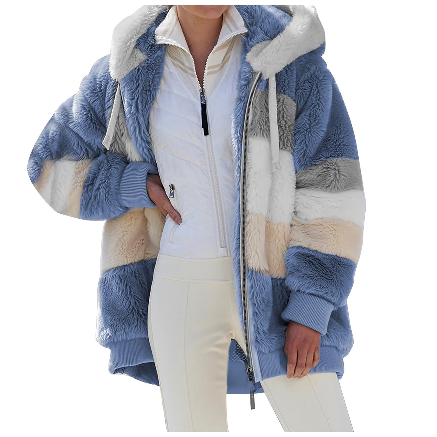 ☃️Oferta limitada❄️【S-5XL】Nueva chaqueta de invierno para mujer 2025, gruesa con franjas de felpa