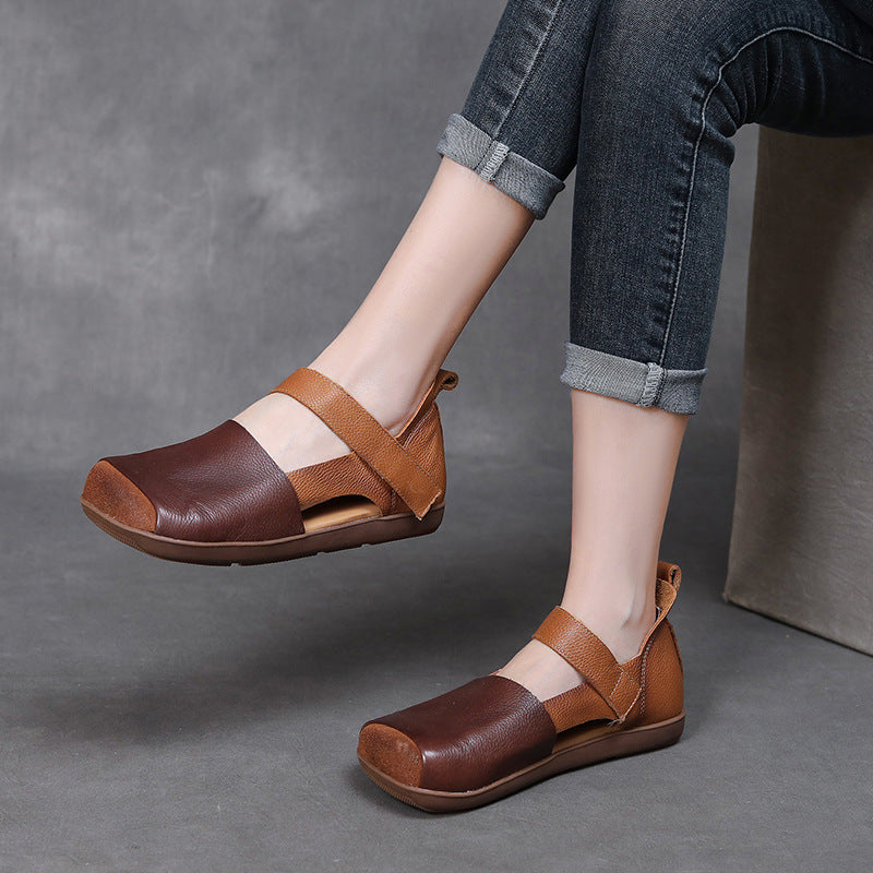 💃【35-40】😇Sandalias planas antideslizantes con punta cerrada y hueca para mujer de verano