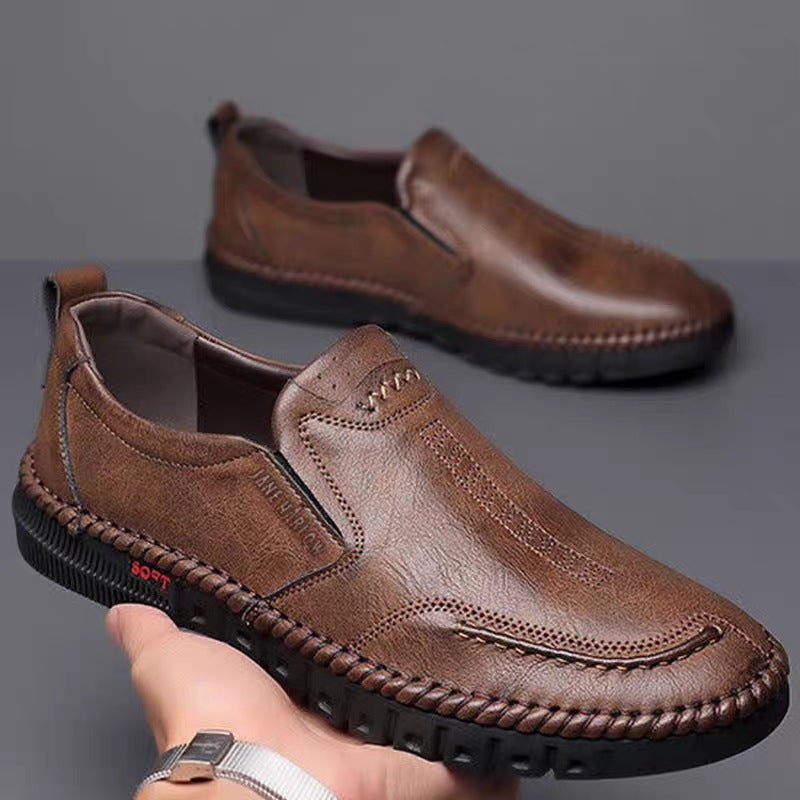 👞【39-44】Zapatillas deportivas casuales para hombre 2025, fabricadas en piel auténtica, con suela suave, antideslizantes, transpirables