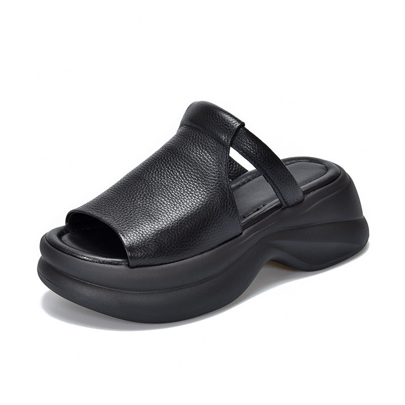 🔥【35-40】👡Sandale noi pentru femei, pentru creșterea în înălțime, cu talpă groasă și vârf deschis (înălțimea tocului 6 cm)