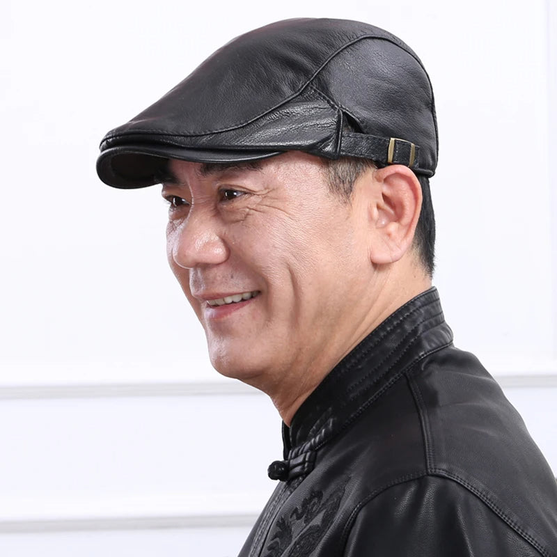 Gorro de piel de oveja de tamaño ajustable para hombre.