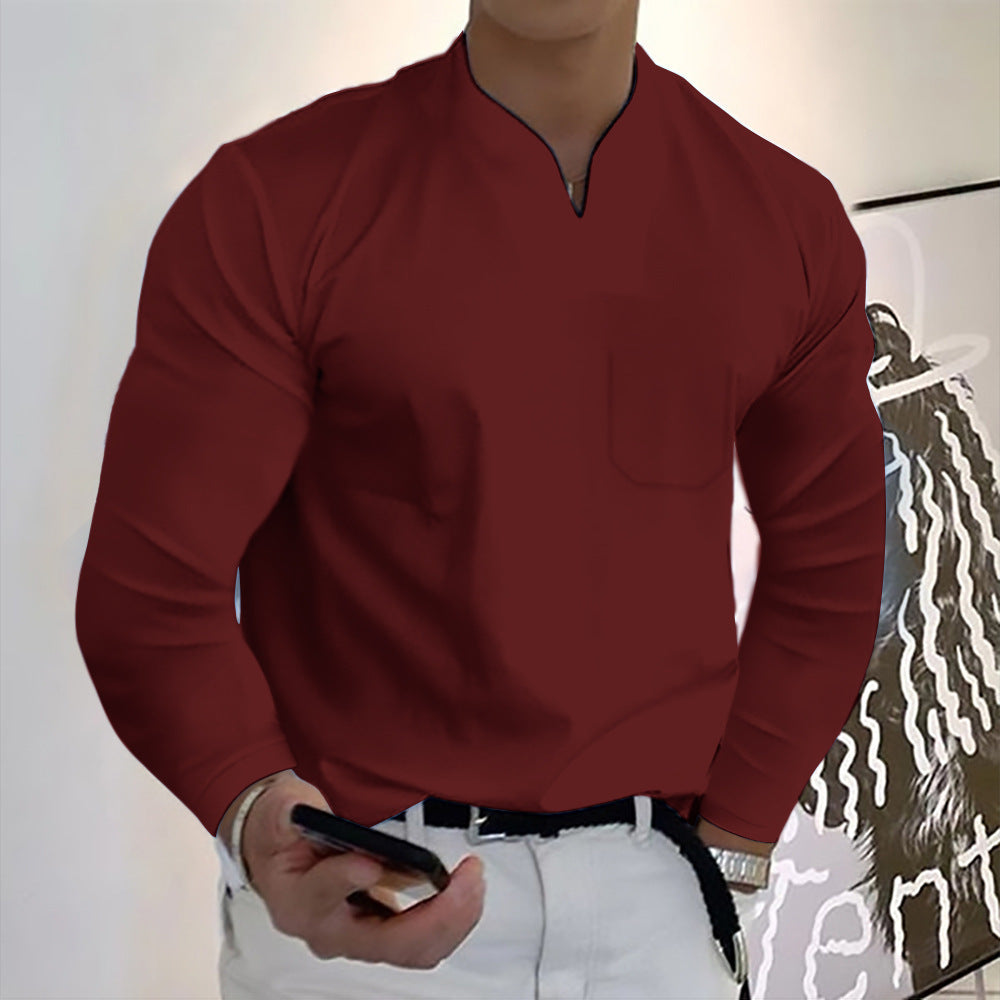 👔【S-5XL】Camiseta de algodón elástico con cuello en V para hombre de nuevo estilo de verano