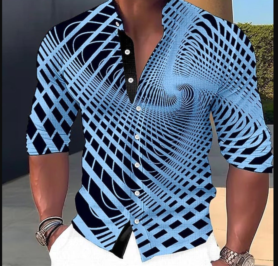 🔥👔【S-6XL】Camisa estampada de algodón para hombre
