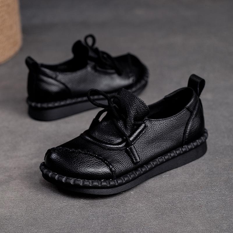 【35-40】2025 otoño nuevos zapatos de mujer de cuero hechos a mano de alta calidad