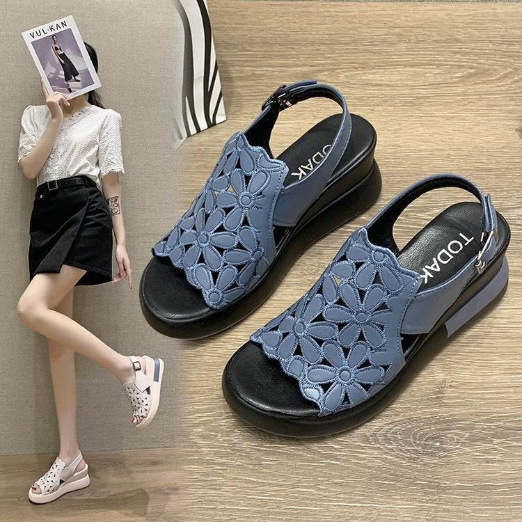 【35-40】Sandalias de suela blanda, botas retro de suela blanda