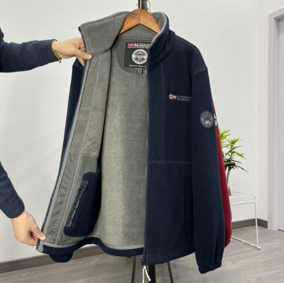 💁♂️💁♂️【XS-3XL】Chaqueta de terciopelo grueso de lana de talla grande informal cálida de otoño e invierno para hombre