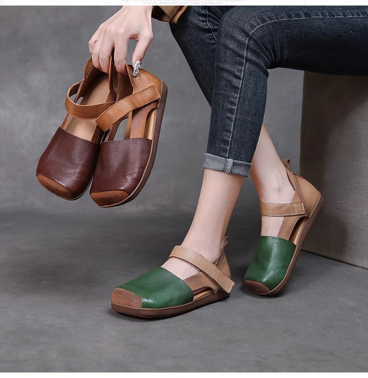 💃【35-40】😇Sandalias planas antideslizantes con punta cerrada y hueca para mujer de verano
