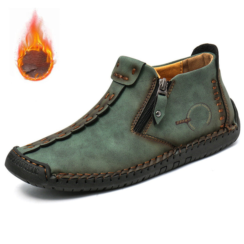 🔥 Ανδρικά μποτάκια τύπου Martin, από γνήσιο δέρμα χειροποίητης κατασκευής (μεγέθη 38–48), με επένδυση από γούνα και φερμουάρ — ζεστά, άνετα και κομψά