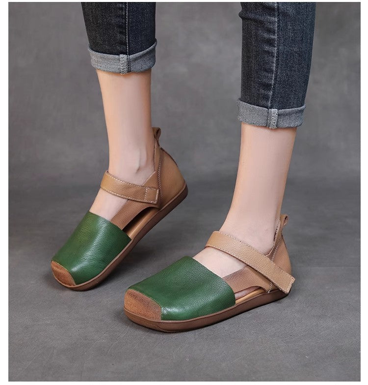💃【35-40】😇Sandalias planas antideslizantes con punta cerrada y hueca para mujer de verano