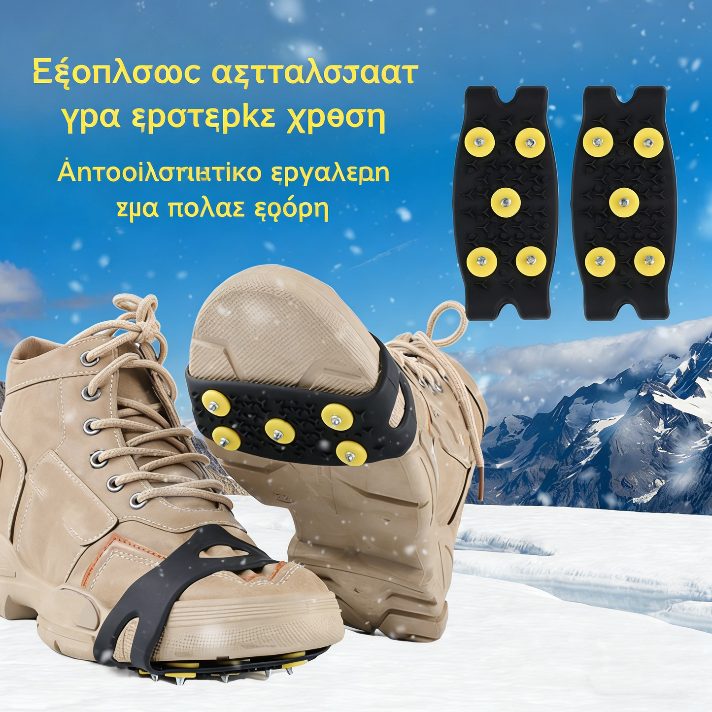🚶❄️Αγόρασε 2, πάρε 2 δωρεάν🔥Αόρατες αντιολισθητικές αλυσίδες πάγου 5 δοντιών για παπούτσια, κατάλληλες για υπαίθρια χρήση — ιδανικές για πεζοπορία στο χιόνι, ορειβασία, αναρρίχηση και παγωμένες χειμερινές επιφάνειες, απαραίτητες για ηλικιωμένους.