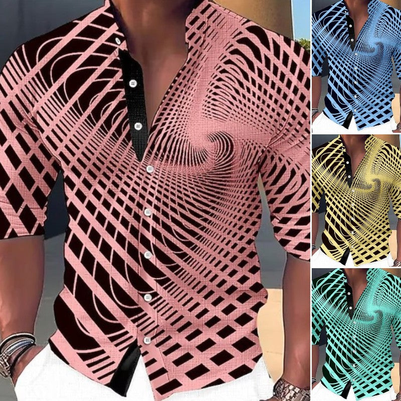 🔥👔【S-6XL】Camisa estampada de algodón para hombre