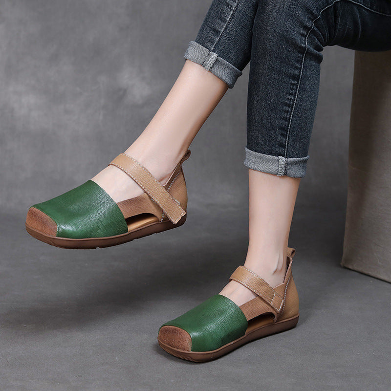 💃【35-40】😇Sandalias planas antideslizantes con punta cerrada y hueca para mujer de verano