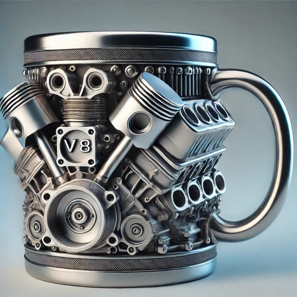 ☕V6/V8 nerezový hrnek ve tvaru motoru – kreativní kávový hrnek