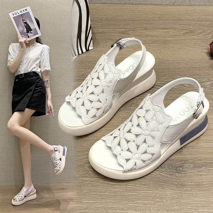 【35-40】Sandalias de suela blanda, botas retro de suela blanda