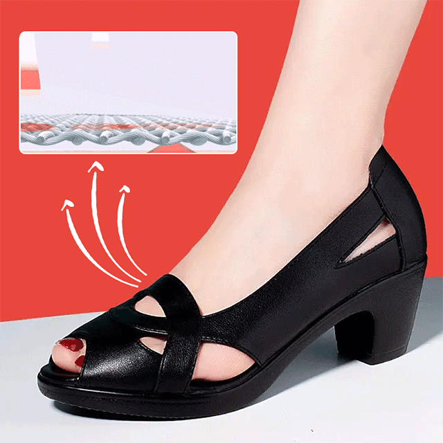 【35-40】👠2025 noi pantofi anti alunecare din piele cu toc mediu gros