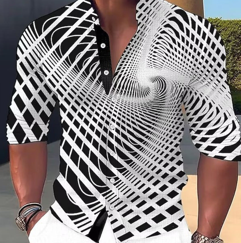 🔥👔【S-6XL】Camisa estampada de algodón para hombre