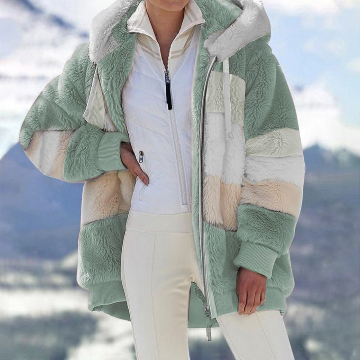 ☃️❄️【S-5XL】Nová dámska zimná bunda 2025, hrubá s plyšovými pruhmi