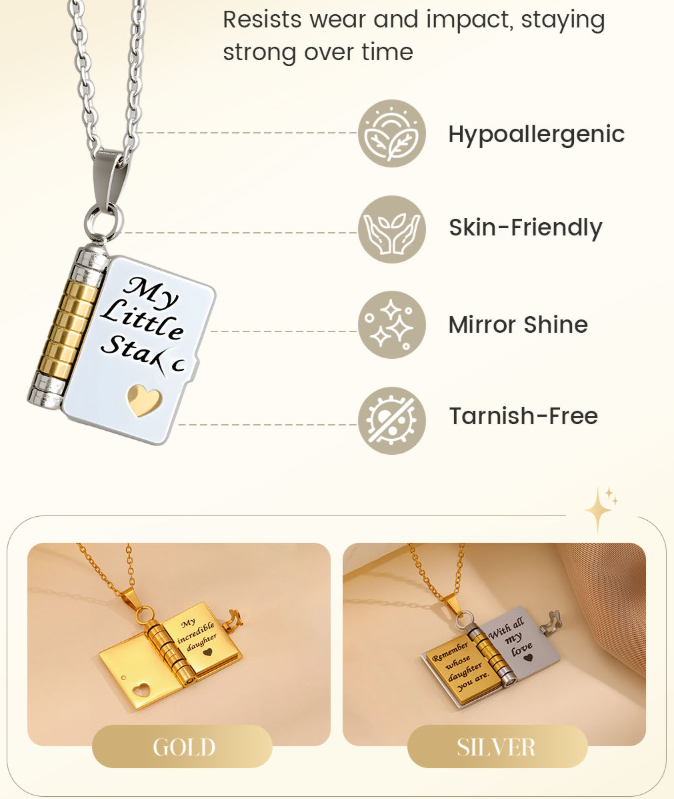 【Compra uno y llévate otro gratis】Mi collar de libro, adecuado para hija, hijo o novia, regalo de cumpleaños, joyería de amor de graduación.