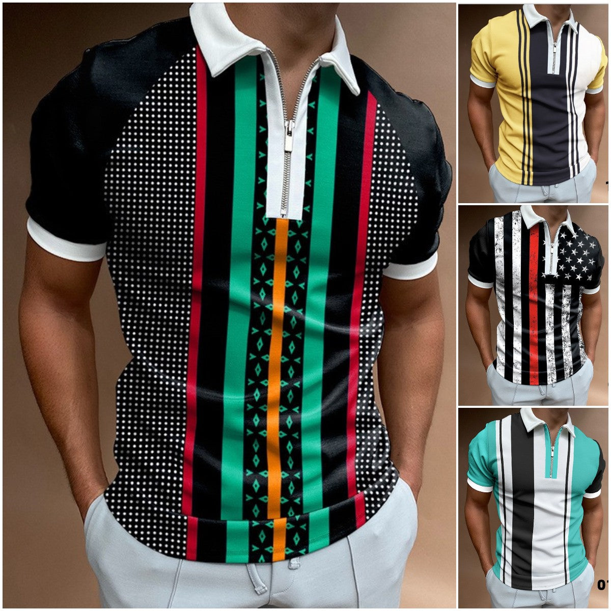 👕【S-5XL】Polo deportivo con cremallera para hombre