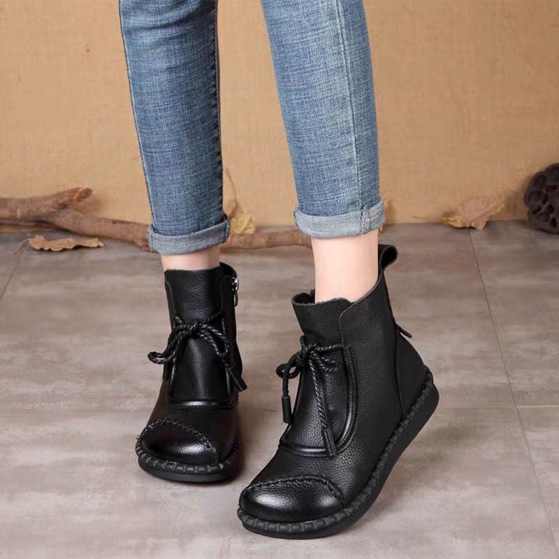 【35-40】👢2025 Botas de cuero suave retro para mujer de principios de otoño