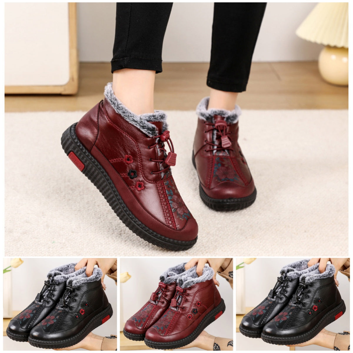 🔥🔥【35-40】Botines de cuero genuino antideslizantes italianos hechos a mano para mujer