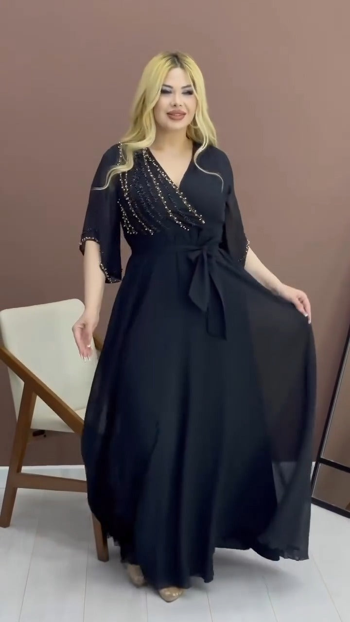 🔥✨【Vânzare fierbinte🔥】【S-5XL】 Rochie de înaltă calitate cu decolteu în V, la modă și elegantă, în stil nou 2025