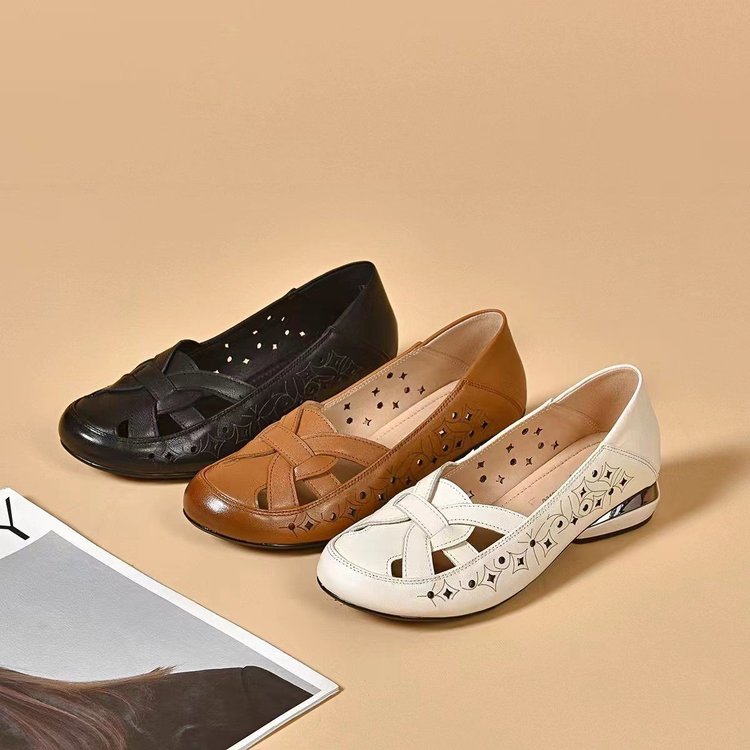 😍【35-40】Dámské letní prodyšné ortopedické boty s dutým síťovaným svrškem a nízkým podpatkem