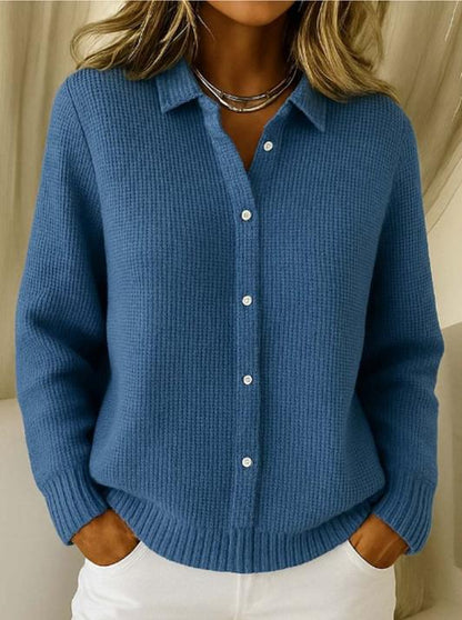 【S-3XL】Štýlový dámsky jednofarebný pletený kardigan