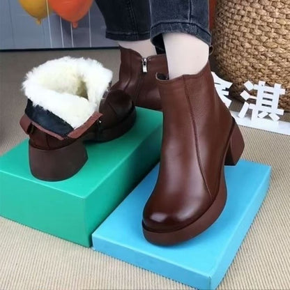 🔥【35-40】Nové dámske teplé zimné kožené čižmy v retro štýle pre väčšie veľkosti z roku 2025