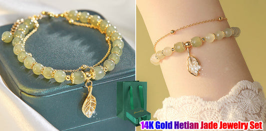 ✨ 【Compre um e leve outro de graça】Pulseira da sorte em ouro 14K Hetian Jade