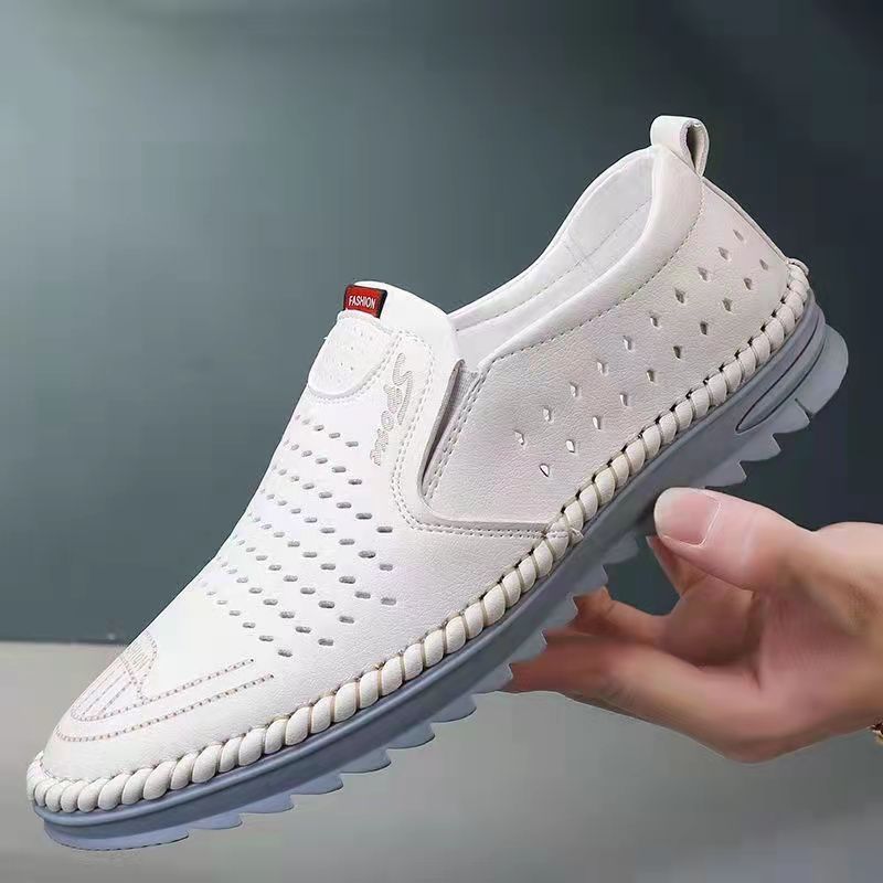 Zapatos casuales de cuero genuino hechos a mano para exteriores para hombres
