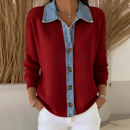 🔥【S-3XL】Nový dámsky džínsový patchworkový kardigan