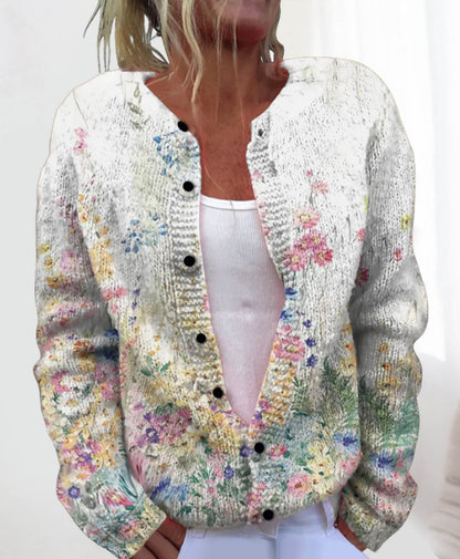 💥Štýlový a teplý dámsky jesenný a zimný pletený kardigan s potlačou